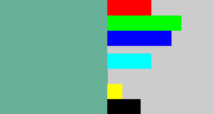 Hex color #68b199 - greyish teal