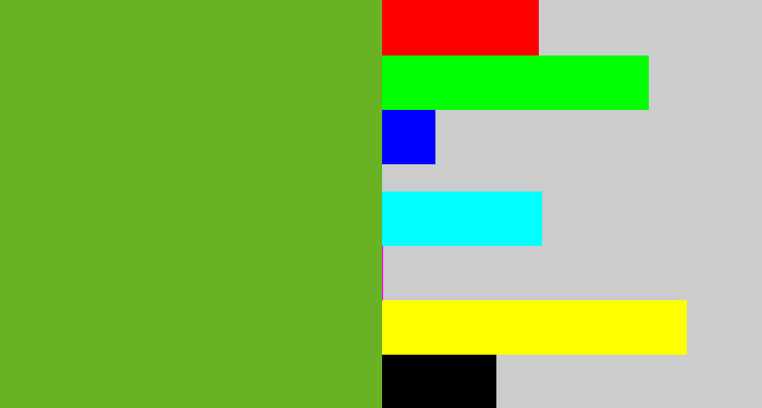 Hex color #68b223 - grass