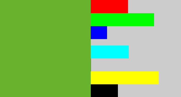 Hex color #68b22d - grass