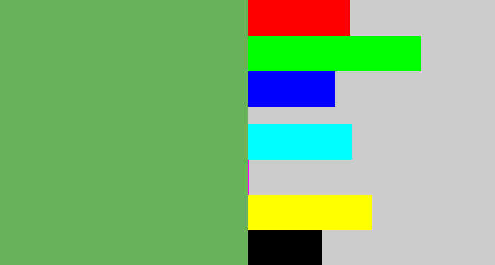 Hex color #68b259 - boring green