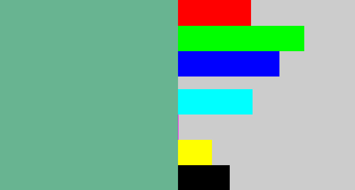 Hex color #68b491 - greyish teal
