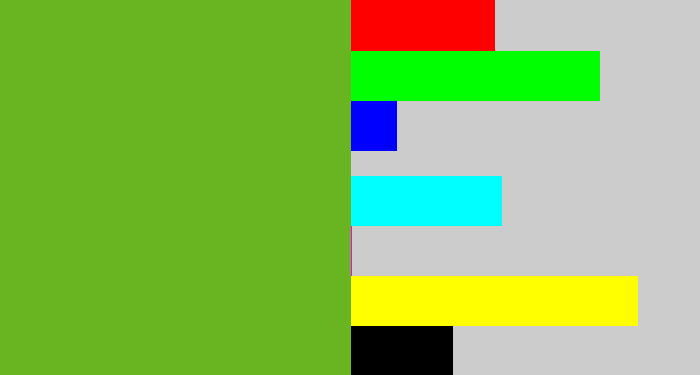 Hex color #68b521 - grass