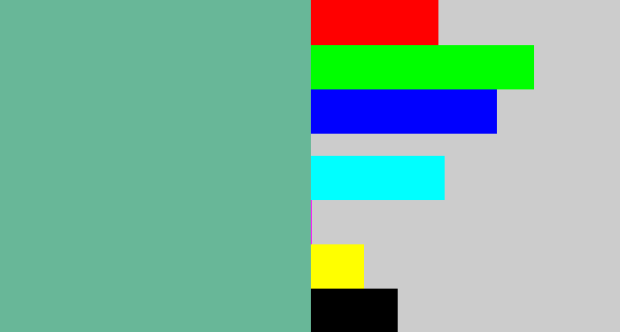 Hex color #68b798 - greyish teal