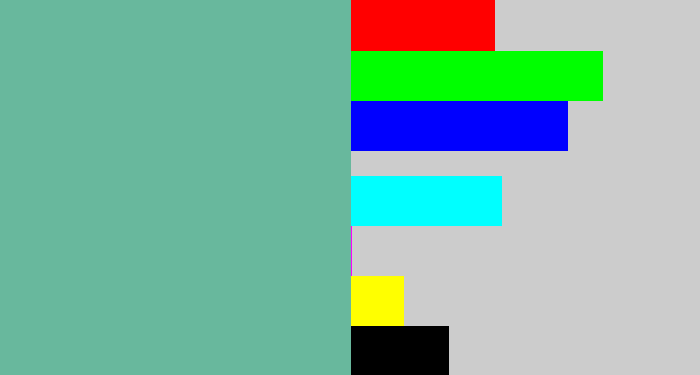 Hex color #68b89d - greyish teal