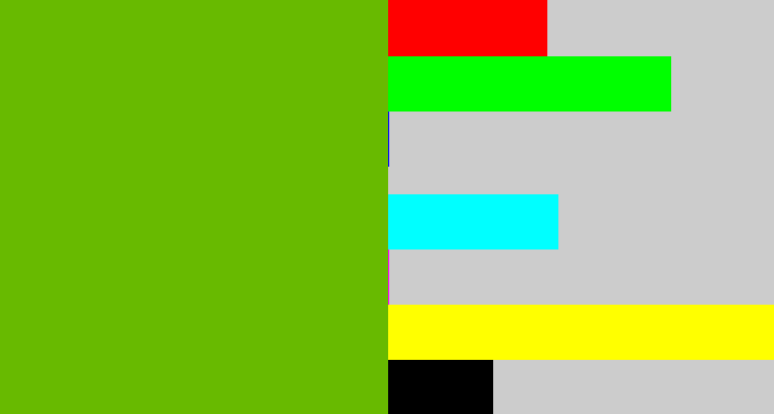 Hex color #68ba00 - kermit green