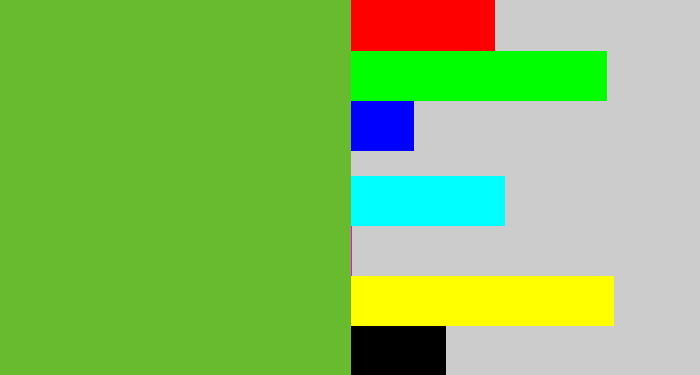 Hex color #68ba2e - grass