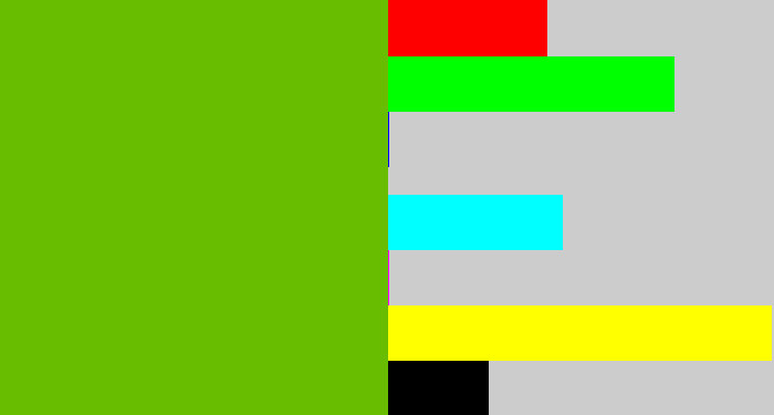 Hex color #68bd01 - kermit green
