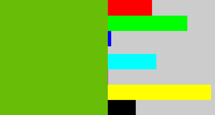 Hex color #68bd07 - frog green