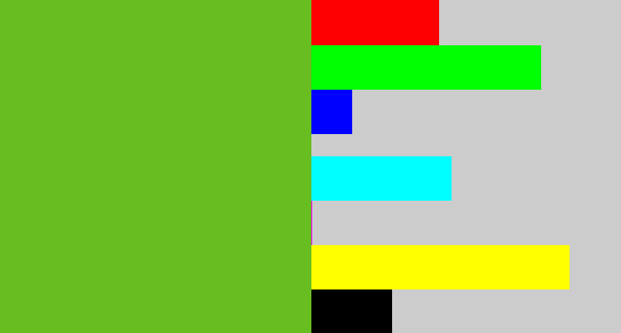 Hex color #68bd21 - apple green