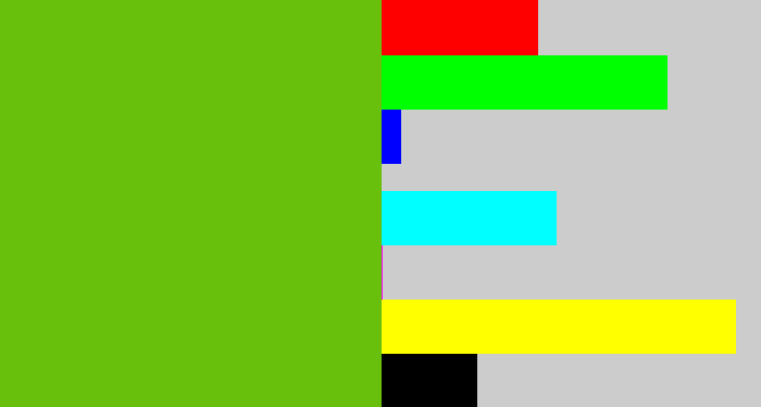 Hex color #68c00d - frog green