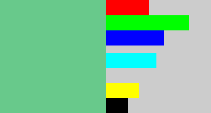 Hex color #68c98b - soft green