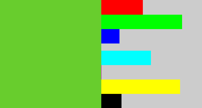 Hex color #68cd2d - apple green
