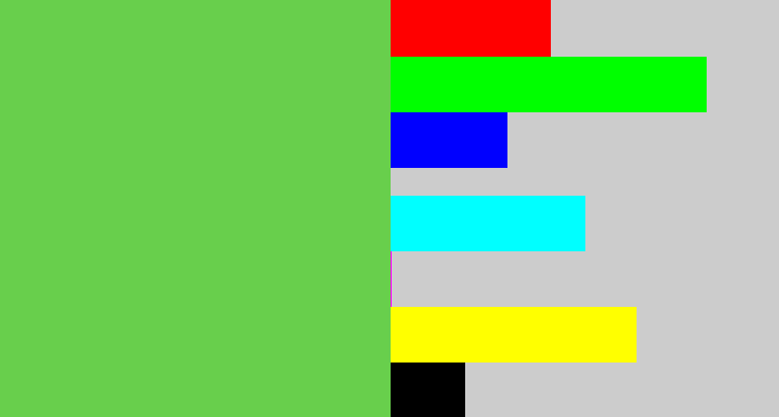 Hex color #68cf4c - fresh green