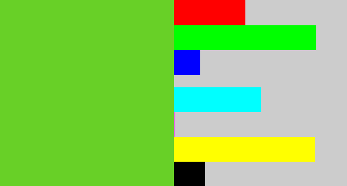 Hex color #68d027 - apple green