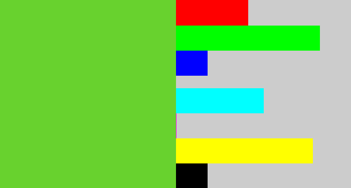 Hex color #68d22e - toxic green