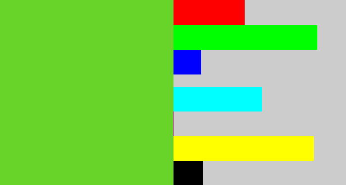 Hex color #68d429 - toxic green