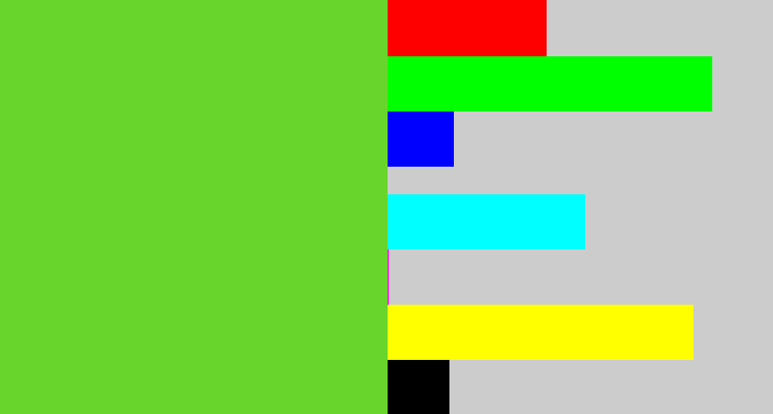 Hex color #68d52c - toxic green