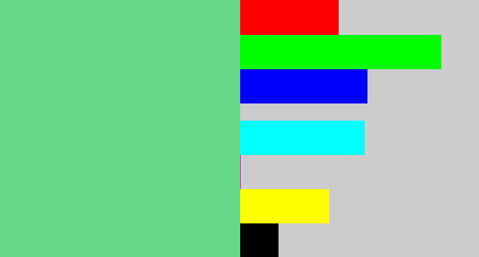 Hex color #68d788 - soft green