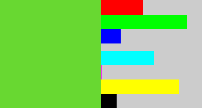 Hex color #68d831 - toxic green