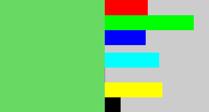 Hex color #68da63 - lightish green
