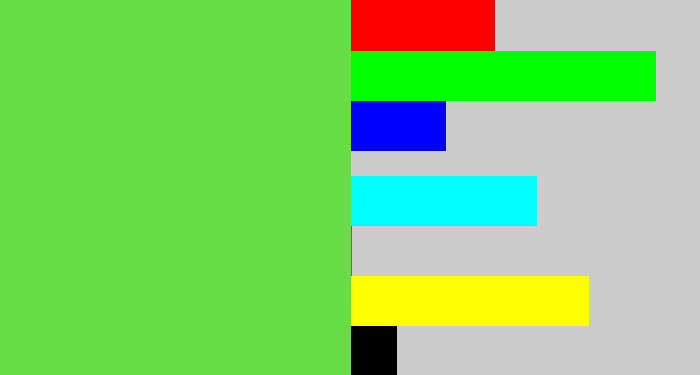 Hex color #68dd46 - fresh green