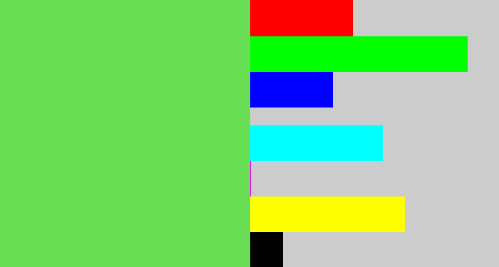 Hex color #68de54 - fresh green