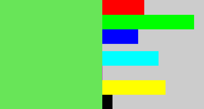 Hex color #68e558 - lightish green