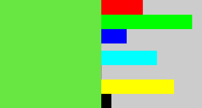 Hex color #68e641 - fresh green
