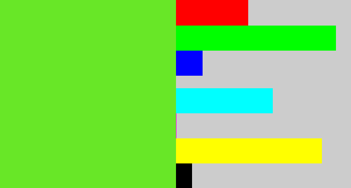 Hex color #68e727 - toxic green