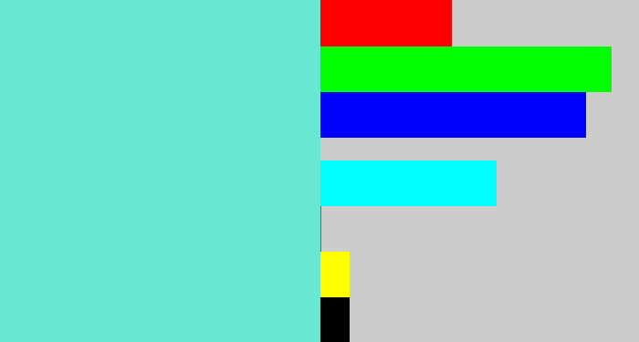 Hex color #68e7d3 - tiffany blue