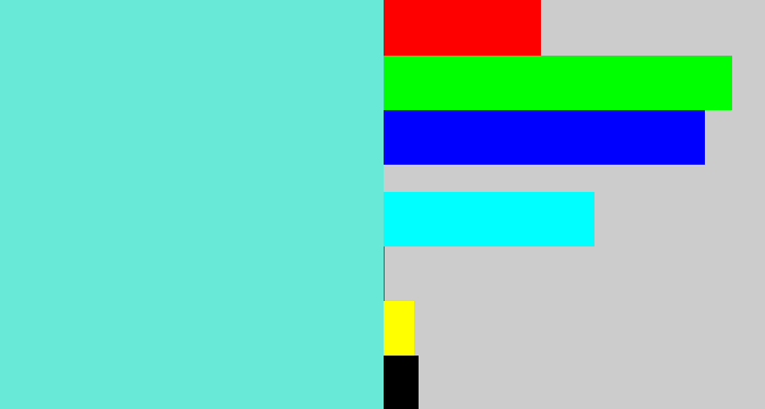 Hex color #68e8d6 - tiffany blue