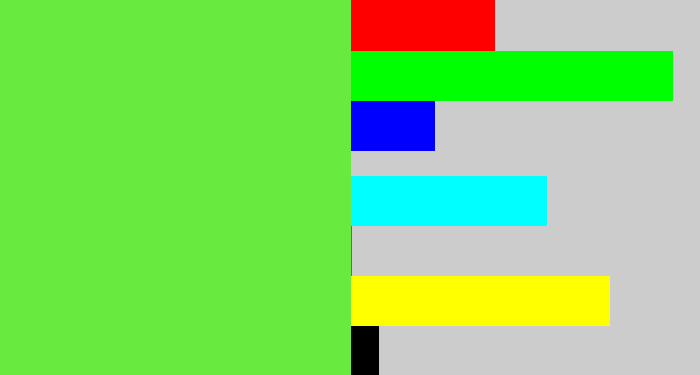 Hex color #68ea3e - toxic green