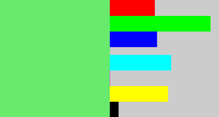 Hex color #68ea6d - lightish green