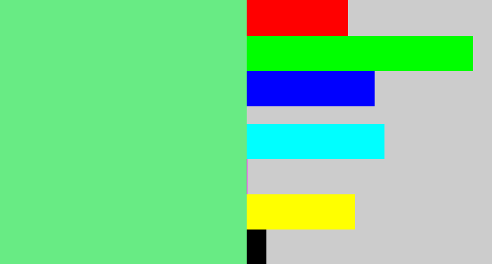 Hex color #68eb84 - lightgreen