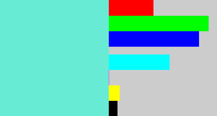 Hex color #68ebd4 - tiffany blue
