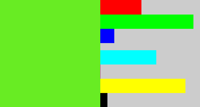 Hex color #68ec23 - toxic green