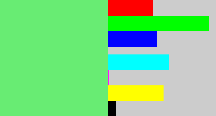 Hex color #68ec73 - lightish green