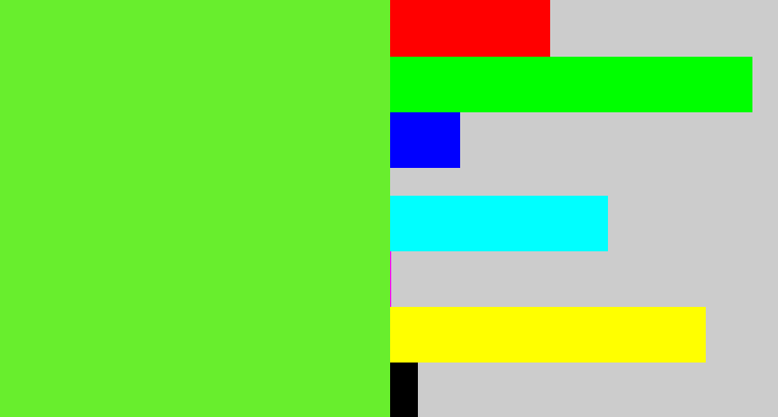 Hex color #68ee2d - toxic green