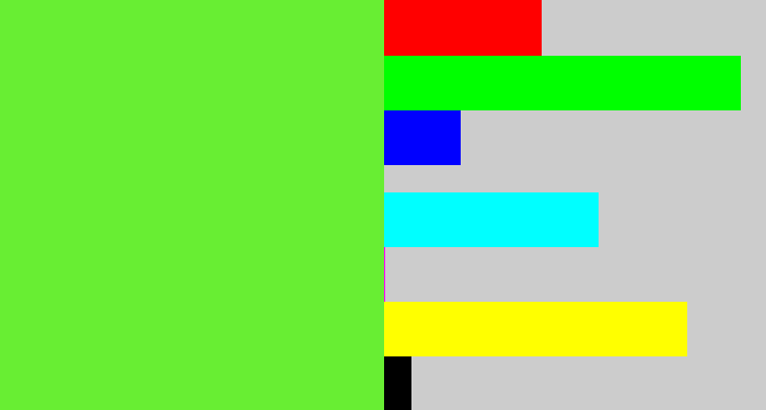 Hex color #68ee33 - toxic green