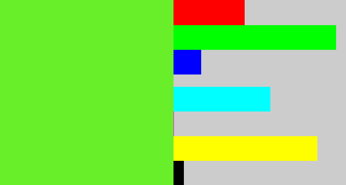 Hex color #68ef29 - toxic green