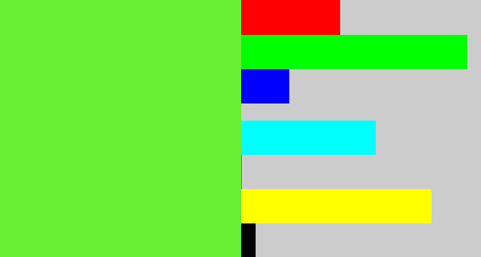 Hex color #68ef33 - toxic green
