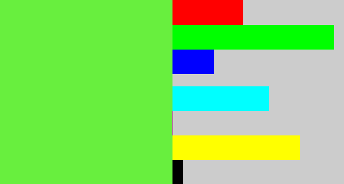 Hex color #68ef3e - toxic green