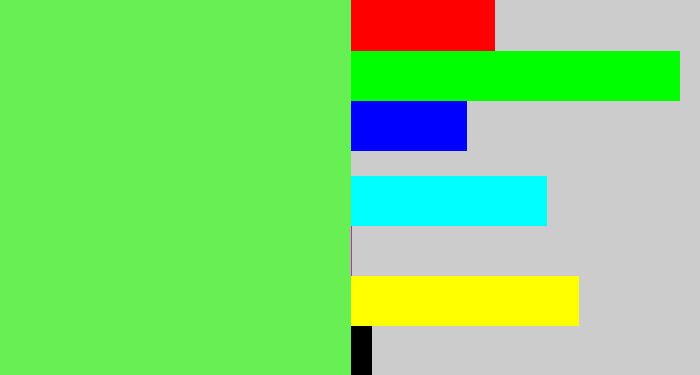 Hex color #68ef54 - lightish green