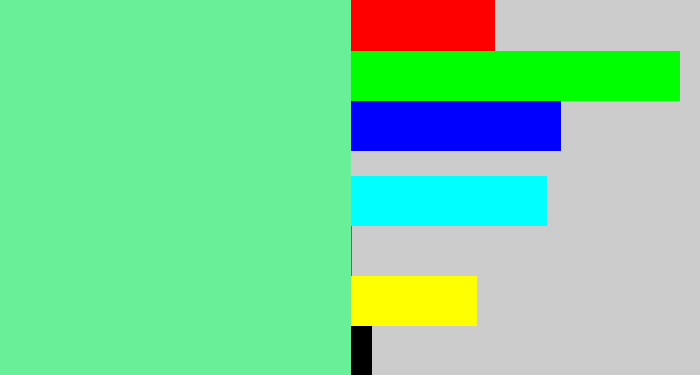 Hex color #68ef98 - light green blue