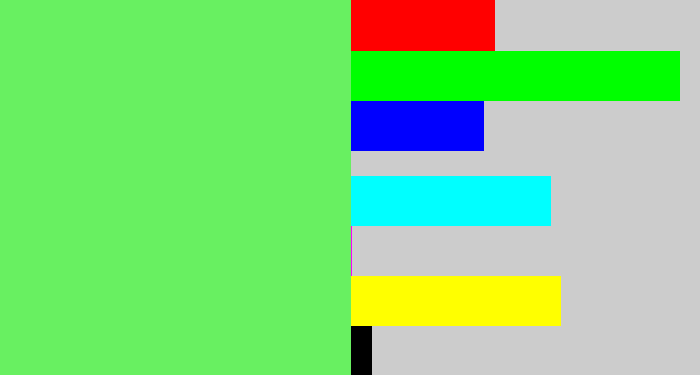 Hex color #68f061 - lightish green