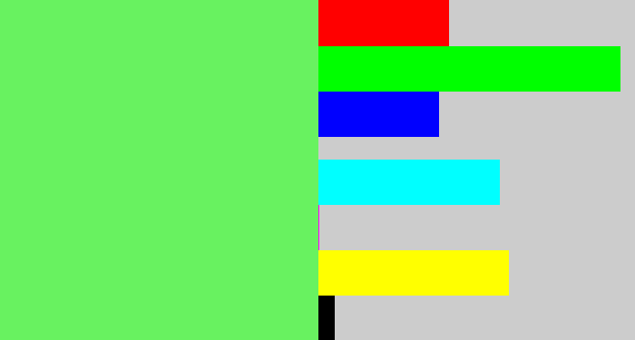 Hex color #68f260 - lighter green