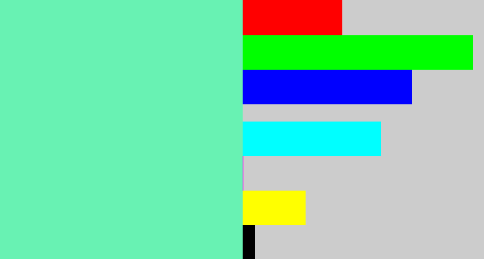 Hex color #68f2b3 - light greenish blue