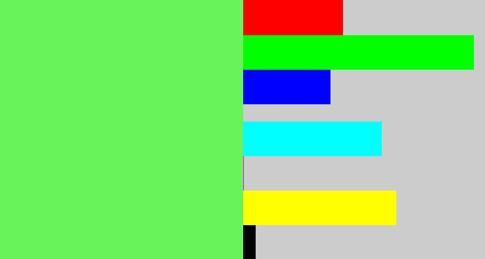 Hex color #68f35b - lighter green