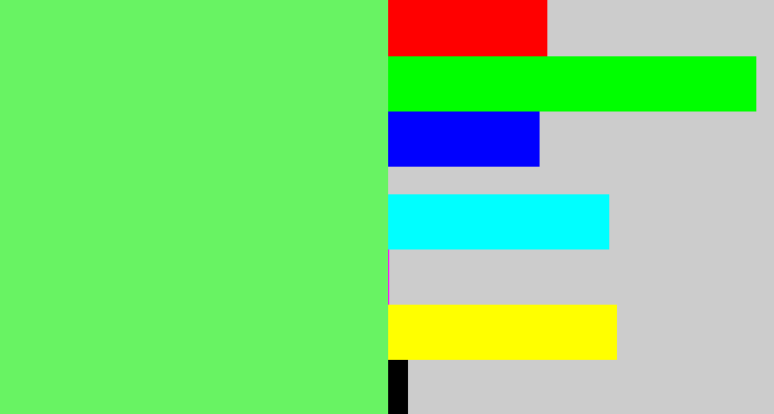 Hex color #68f363 - lighter green