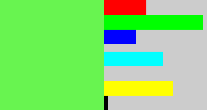Hex color #68f450 - lighter green
